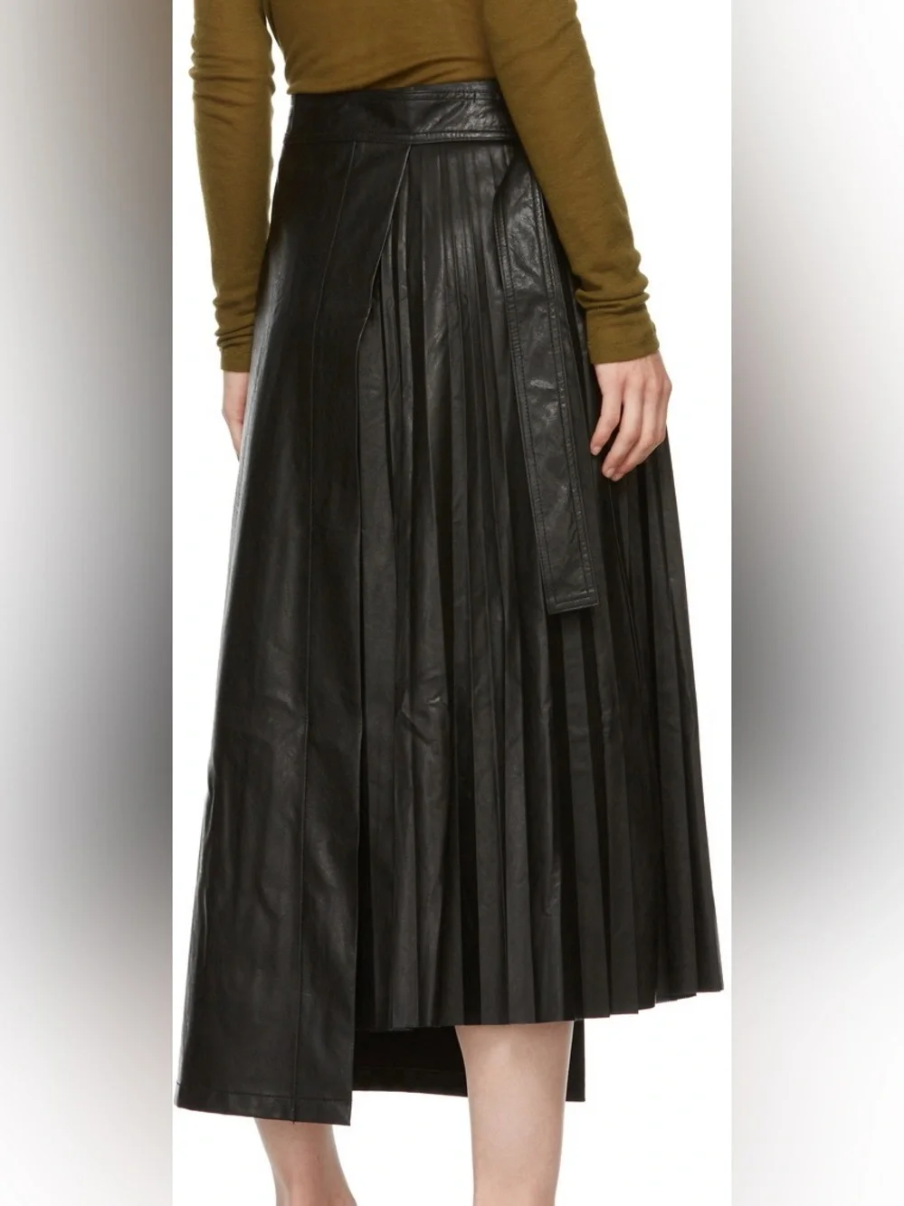 LVIR Black Faux Leather A-Line Skirt